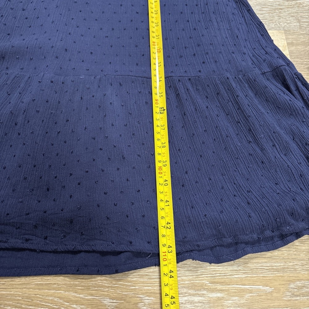 Baltic Born Lainey Smocked Bodice Swiss Dot Midi Dress Midnight Blue Size L - Picture 9 of 9